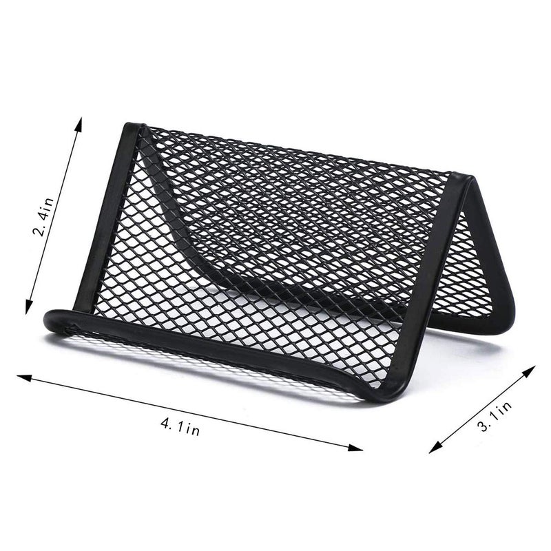 RuiLing 2pcs Multifunction Business Name Card Holder,N-Type Metal Mesh Business Card Organizer for Desk Office - Holder 50 Name Cards-Business Name Card Display Stand Phone Holder (Black) - Image 4